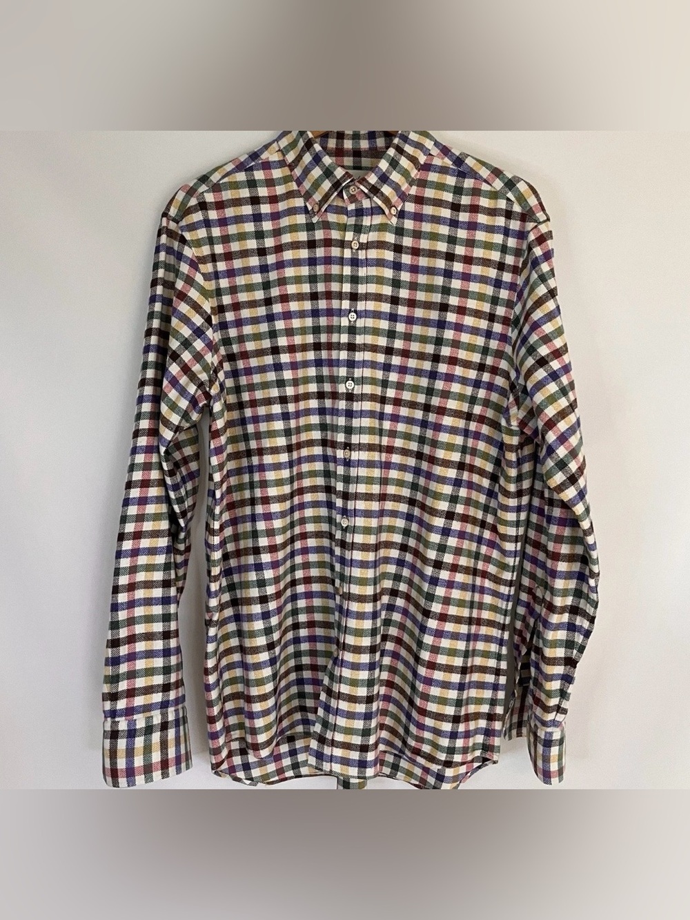 Stenströms Men’s Fitted Body Multicolor Check Button-Down Long Sleeve Shirt XL